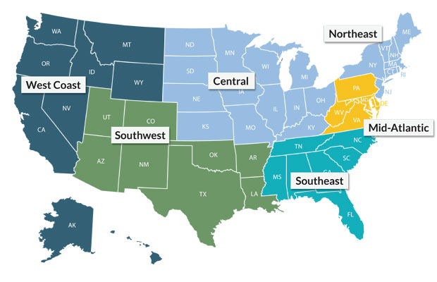 Our Sales Team Territories | NWPS